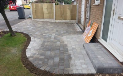 Small drive and doorstep built with block paving
